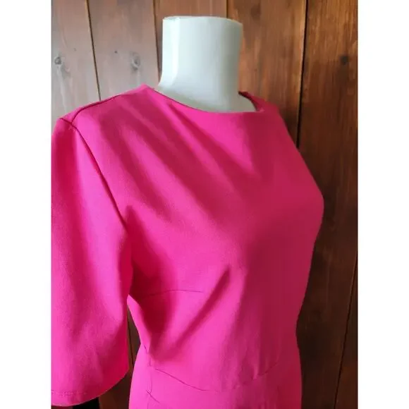 🗽 Brigitte Brianna New York Dress Women L Fuchsia Modest Midi– Made in USA Chic - Picture 14 of 16